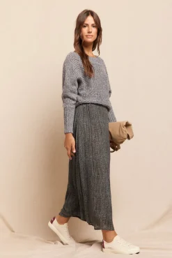 Slowlove Saias-Saia midi em cetim estampado Cinzento