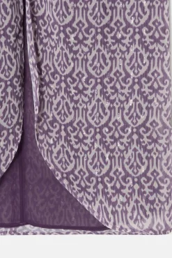 Silbon Saias-Saia midi estampado Ikat com abertura Roxo