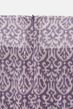 Silbon Saias-Saia midi estampado Ikat com abertura Roxo