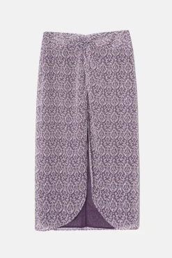 Silbon Saias-Saia midi estampado Ikat com abertura Roxo