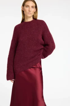 Selected Saias-Saia midi fluida confecionada com materiais reciclados. Granada