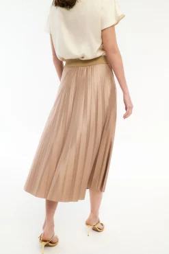 Vila Saias-Saia midi plissada Castanho