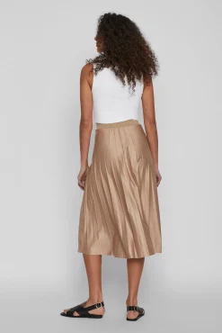 Vila Saias-Saia midi plissada Castanho
