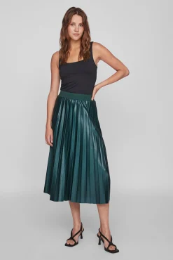 Vila Saias-Saia midi plissada Verde