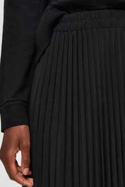 Selected Saias-Saia midi plissada com cintura elástica Preto