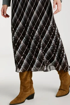 Vila Saias-Saia midi plissada de chiffon Preto