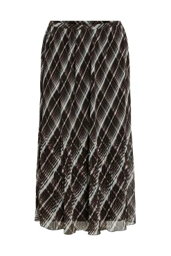 Vila Saias-Saia midi plissada de chiffon Preto