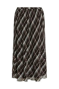 Vila Saias-Saia midi plissada de chiffon Preto