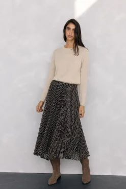 Pedro del Hierro Saias-Saia midi plissada estampada Cizento