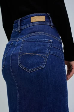Salsa Jeans Saias-Saia midi push-in saia Azul