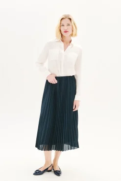 Caroll Saias-Saia plissada Azul