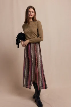 Slowlove Saias-Saia riscas de malha malha Vermelho