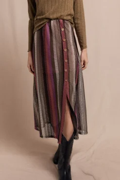 Slowlove Saias-Saia riscas de malha malha Vermelho