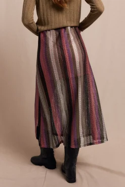 Slowlove Saias-Saia riscas de malha malha Vermelho