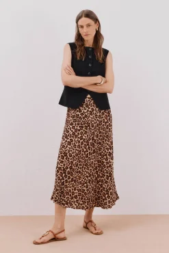 Cortefiel Saias-Saia roda estampada Tostado