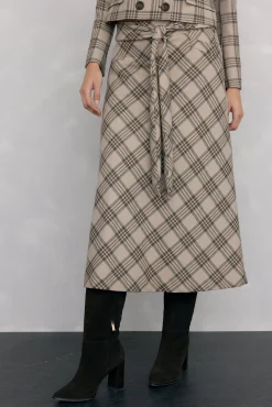 Pedro del Hierro Saias-Saia xadrez larga Marrom