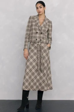 Pedro del Hierro Saias-Saia xadrez larga Marrom