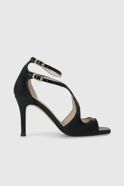 Lodi Calçado De Couro-Sandália salto Preto