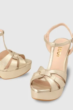 Lodi Saltos-Sandálias com plataforma em camurça preta Dourado