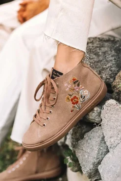 Toni Pons Botas-Sapatilha abotinada com detalhes florais bege