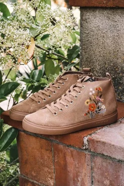 Toni Pons Botas-Sapatilha abotinada com detalhes florais bege