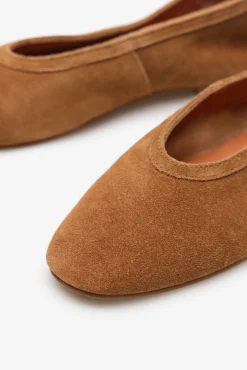 Cortefiel Sabrinas|Calçado De Couro-Sapatilha de pele bailarina Castanho