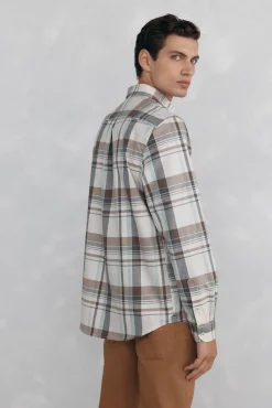 Pedro del Hierro Camisas-Sarja xadrez suave Beige