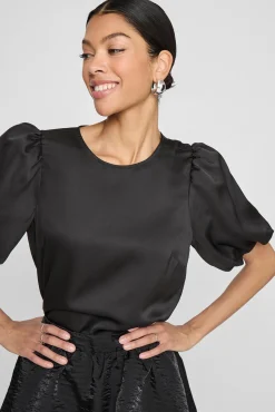 Vila Blusas-Satin sleeve blouse Preto