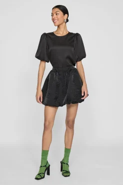 Vila Blusas-Satin sleeve blouse Preto