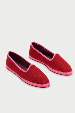 Flabelus Sabrinas-Slipper de lino Vermelho