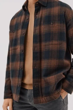 Cortefiel Casacos|Camisas-Sobrecamisa acolchoada Castanho