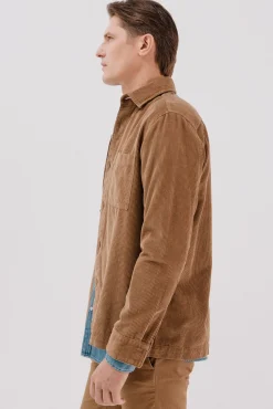 Cortefiel Camisas-Sobrecamisa bombazina Castanho