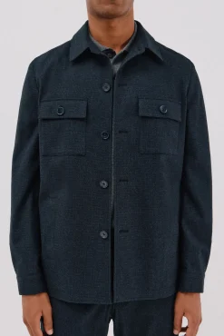 Cortefiel Camisas|Casacos-Sobrecamisa de algodão micro-xadrez Azul