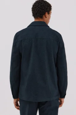 Cortefiel Camisas|Casacos-Sobrecamisa de algodão micro-xadrez Azul