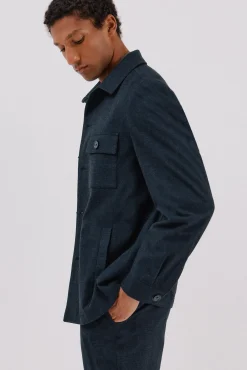 Cortefiel Camisas|Casacos-Sobrecamisa de algodão micro-xadrez Azul