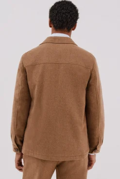 Cortefiel Camisas|Casacos-Sobrecamisa de lã de camelo Castanho