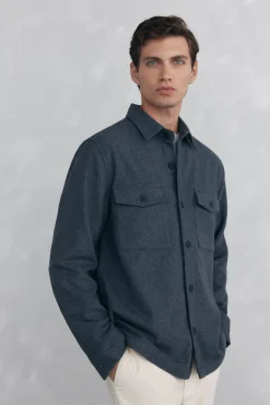 Pedro del Hierro Camisas-Sobrecamisa de lã lisa Cizento