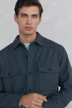 Pedro del Hierro Camisas-Sobrecamisa de lã lisa Cizento