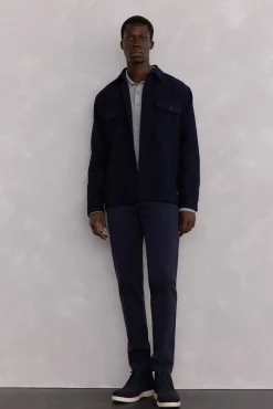 Pedro del Hierro Camisas-Sobrecamisa de lã lisa Azul