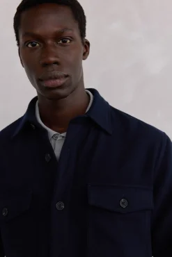 Pedro del Hierro Camisas-Sobrecamisa de lã lisa Azul