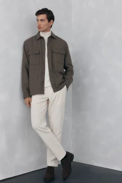 Pedro del Hierro Camisas-Sobrecamisa de lã lisa Marrom