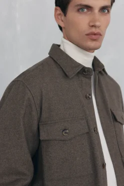 Pedro del Hierro Camisas-Sobrecamisa de lã lisa Marrom