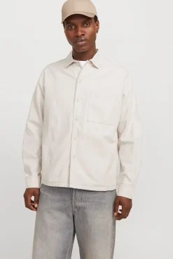 Jack & Jones Camisas-Sobrecamisa de sarja corte amplo cinzento