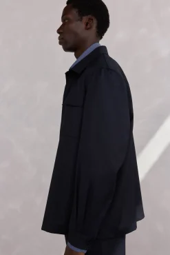 Pedro del Hierro Camisas-Sobrecamisa de terno de lã Azul