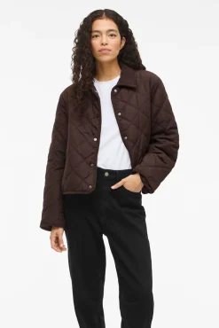 Vila Sobretudos|Casacos-Sobretudo acolchoado acolchoado com gola de veludo cotelê Castanho