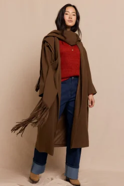 Slowlove Casacos-Sobretudo cachecol Verde