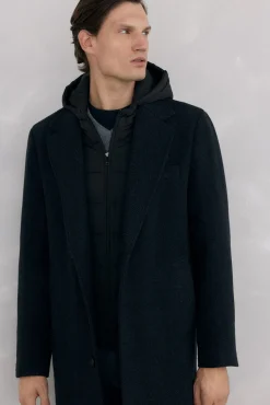 Pedro del Hierro Sobretudos-Sobretudo cinza espiga com vistas removíveis Cizento