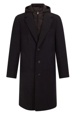 Pedro del Hierro Sobretudos-Sobretudo cinza espiga com vistas removíveis Cizento