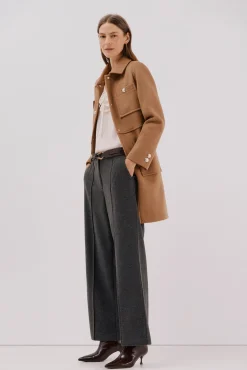 Cortefiel Casacos-Sobretudo com botões dourados Tostado