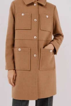 Cortefiel Casacos-Sobretudo com botões dourados Tostado